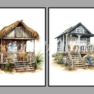 Watercolor Beach Hut Clipart, 10 High Quality JPEG and PNG Files ...