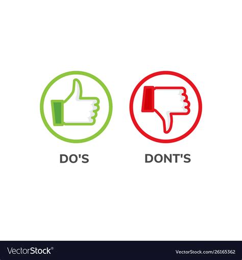 Dos and dont good bad icon check negative Vector Image