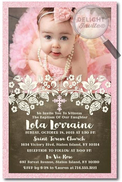 Christening Invitations Baby Girl | Baptism invitations girl ...