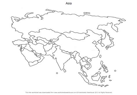 White Map Of Asia Continent