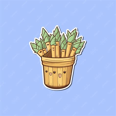 Premium Vector | Bamboo shoots sticker cool colors clip art illustration