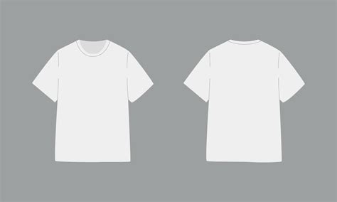 White t-shirt with short sleeve. Basic mockup in front and back view. Template clothing on gray ...