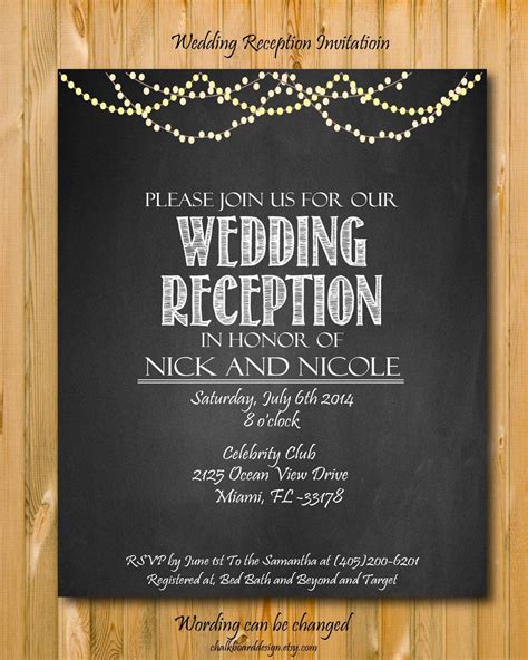 Wedding Reception Invite Templates Printable Wedding Rece… | Wedding reception invitation ...