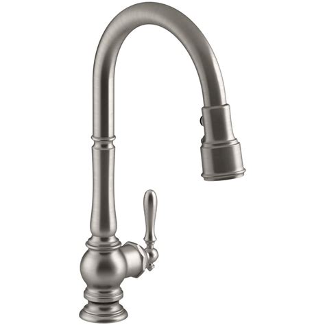 KOHLER Artifacts Vibrant Stainless 1-Handle Pull-Down Kitchen Faucet at Lowes.com