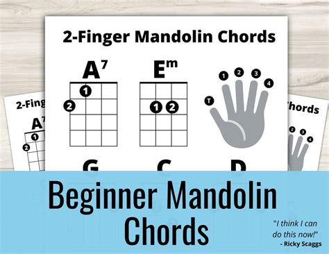 2 Finger Beginner Mandolin Chords Sheet, Great for Beginners 1 Page ...