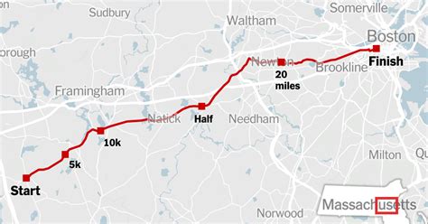 Boston Marathon Course Map and Route - Pedfire