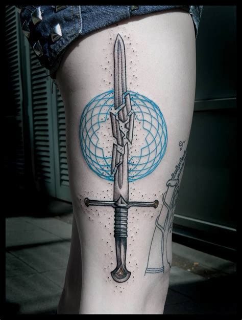 Lord Of The Rings tattoo, Anduril tattoo, dagger tattoo, geometric tattoo - by Alexine Jonval at ...