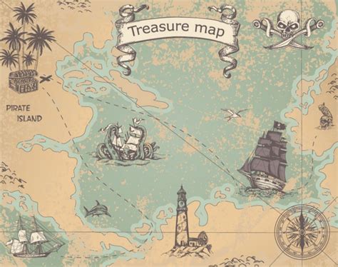 Treasure Map Pirate Wallpaper Wall Mural