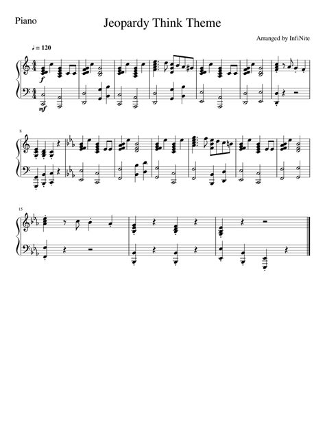 Jeopardy Theme Music sheet music for Piano download free in PDF or MIDI