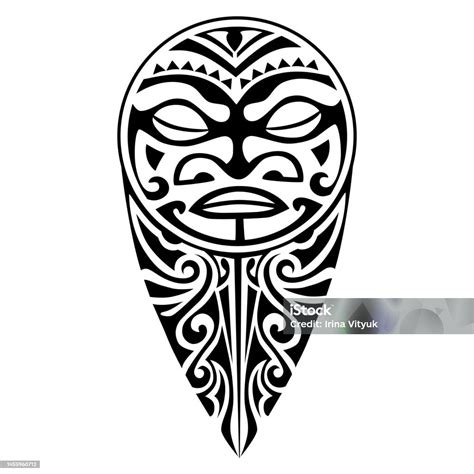 Polynesian Style Tattoo Design With Mask Maori Tribal Style Tattoo ...