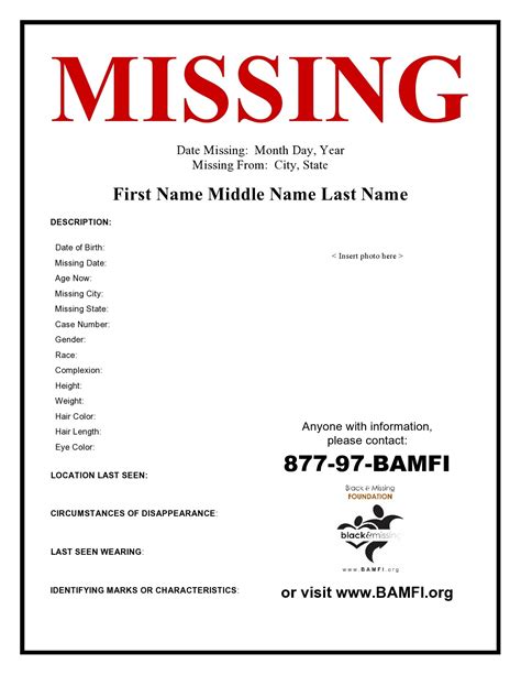 40 Printable Missing Poster Templates (Flyers & Signs)