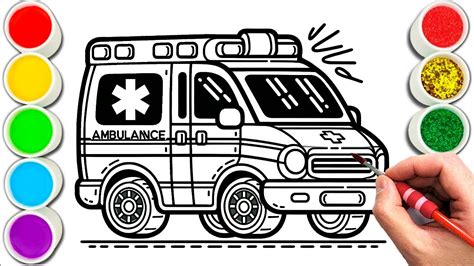 Ambulance Car Drawing, Painting & Coloring For Kids and Toddlers_ Child ...