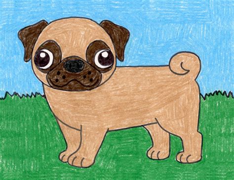 Easy How to Draw a Pug Tutorial and Pug Dog Coloring Page