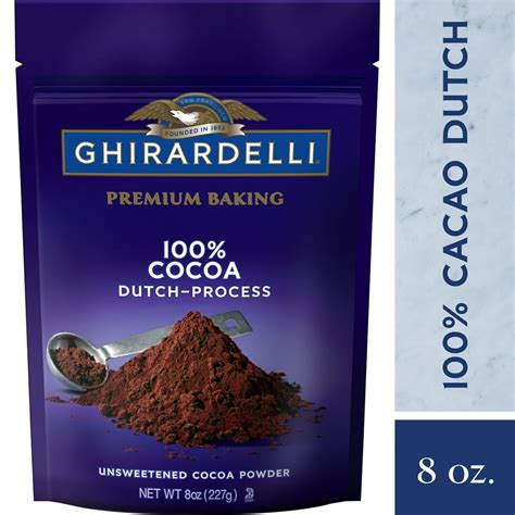 GHIRARDELLI Premium Baking Cocoa 100% Cocoa Dutch Process Unsweetened Cocoa Powder - 8 oz ...