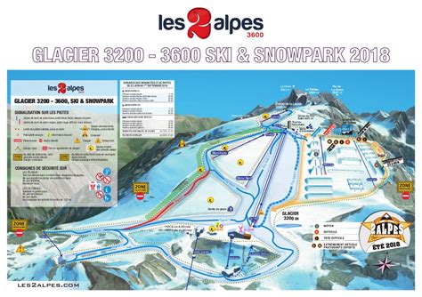 Les Deux Alpes Summer Glacier Ski Trail Map Free Download