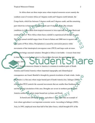 Tropical Monsoon Climate Term Paper Example | Topics and Well Written ...