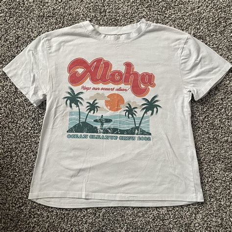 Aloha shirt, main color is a greyish light... - Depop