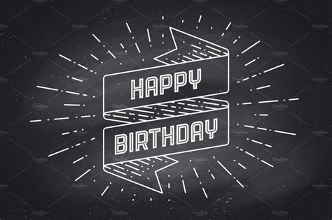 Vintage ribbon with text Happy Birthday | Happy birthday typography, Happy birthday logo ...