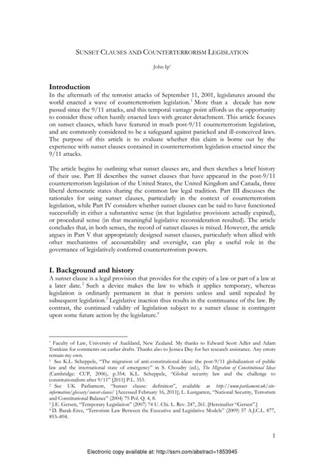 (PDF) Sunset Clauses and Counterterrorism Legislation