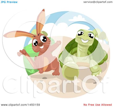 Clipart Graphic of a Fable Scene of the Tortoise and the Hare - Royalty ...