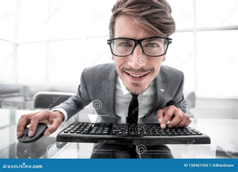 Crazy Looking Man Typing on the Keyboard Stock Photo - Image of computer, caucasian: 138467450