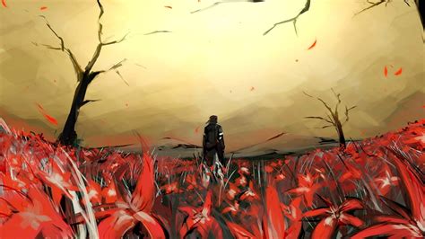 Anime character standing on red flower field illustration, Metal Gear, Metal Gear Solid , Metal ...