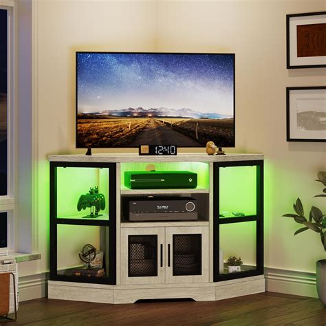 Snapklik.com : YITAHOME RGB LED Corner TV Stand For TVs Up To 55/50 Inch