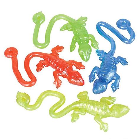 Rubber Sticky Lizard 12 Pieces Assorted Elastic Reptile Toys Party Favors, Gift Ideas, Nature ...