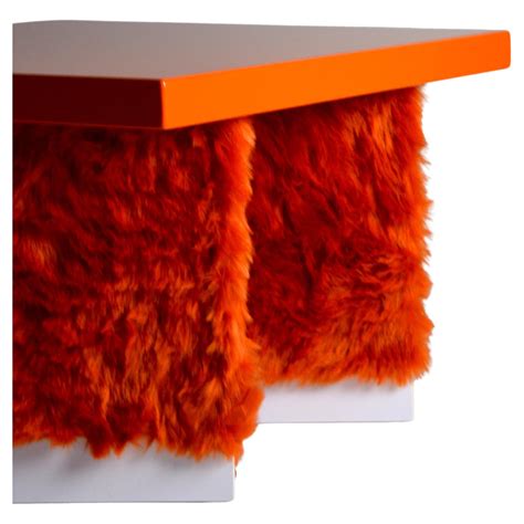 Eccentrico, contemporary coffee table yellow fur-lacquered wood by Studio Greca For Sale at 1stDibs
