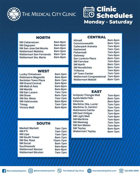 Clinic Schedule - The Medical City Clinic