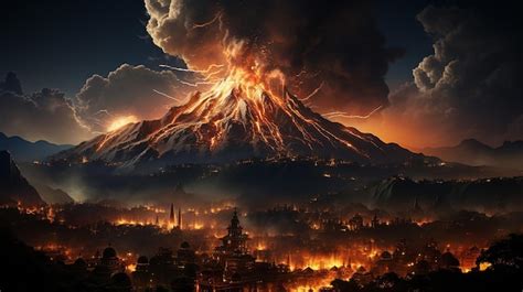 Premium AI Image | Volcano eruption at night Volcano Fuego in Antigua Guatemala