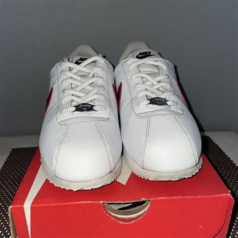 -classic nike cortez “ white red ” -size 5 youth... - Depop