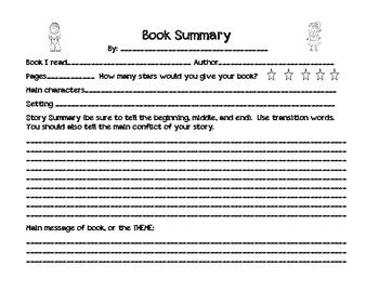 Book Summary Template by 5th Grade Files | TPT