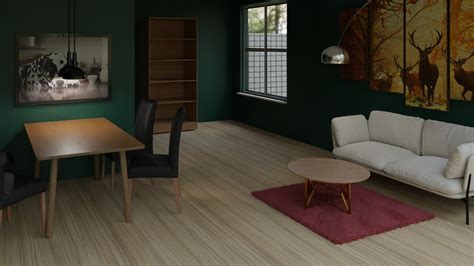 Moss green interior - Works in Progress - Blender Artists Community