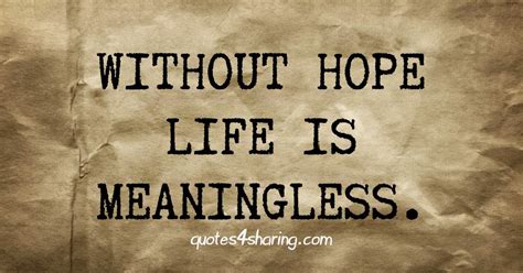 Without hope life is meaningless | Quotes4Sharing