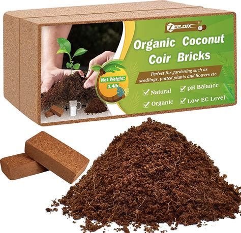 ZeeDix 2 Pcs 100% Organic Coco Coir Brick Coconut Coir Bricks for Plants Gardening Herbs ...