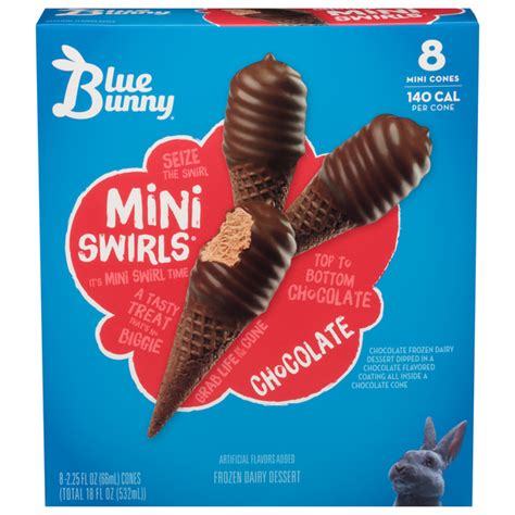 Save on Blue Bunny Mini Swirls Ice Cream Cones Chocolate - 8 ct Order Online Delivery | GIANT