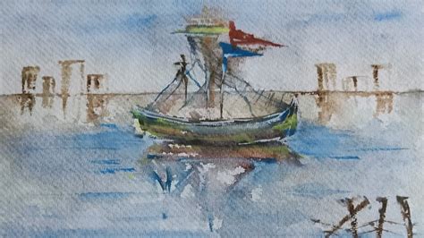 Watercolor Tutorial/Demonstration of Water Boat with Reflection - YouTube