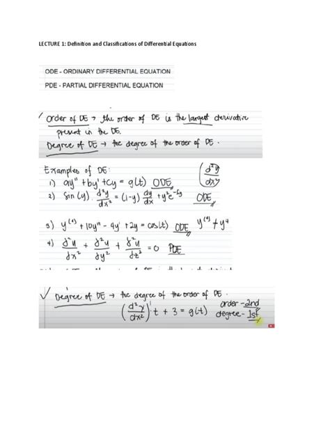 LECTURE 1 - Definition and Classifications of Differential Equations | PDF