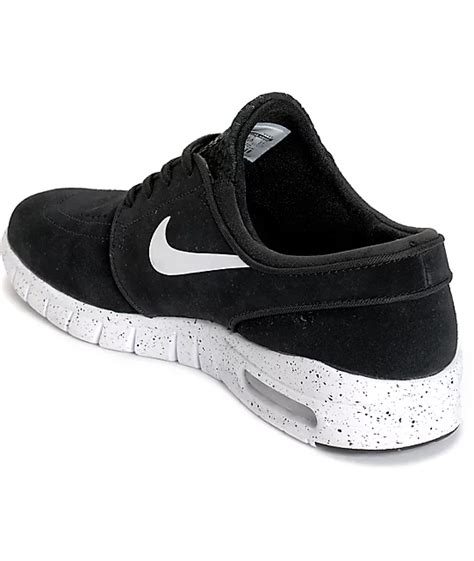 Nike SB Stefan Janoski Air Max Black & White Suede Skate Shoes | Zumiez