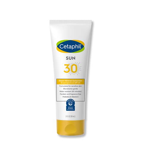 Cetaphil Sheer Mineral Sunscreen Lotion for Face & Body, Broad Spectrum ...