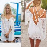 Fashion Lace Long Sleeve Halter Dress – is osps