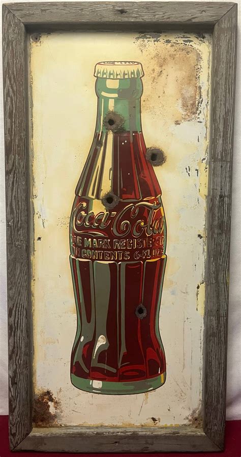 Lg Original Coca-cola Bottle Metal Advertising Sign Auction