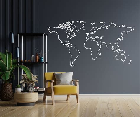 World Map Wall Decal World Map Wall Sticker World Map Wall - Etsy