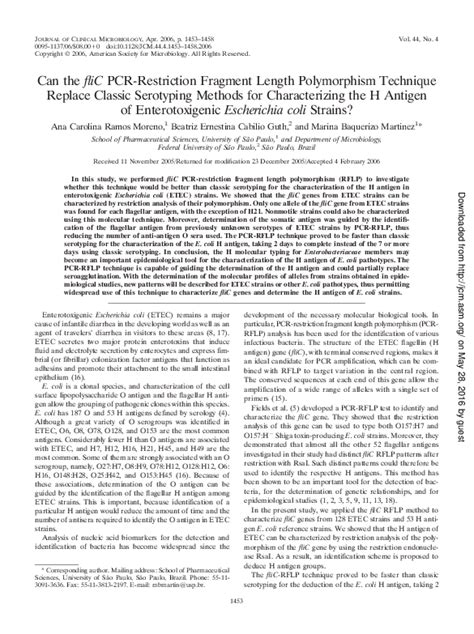 (PDF) Can the fliC PCR-Restriction Fragment Length Polymorphism Technique Replace Classic ...