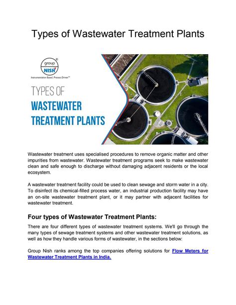 Types of Wastewater Treatment Plants by Group Nish - Issuu