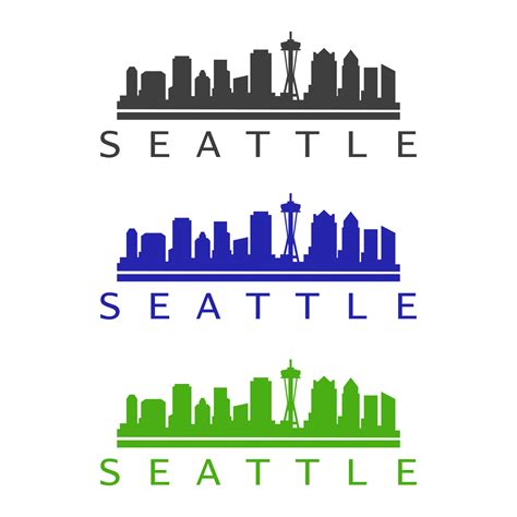 Seattle skyline illustrated on white background 3336945 Vector Art at ...