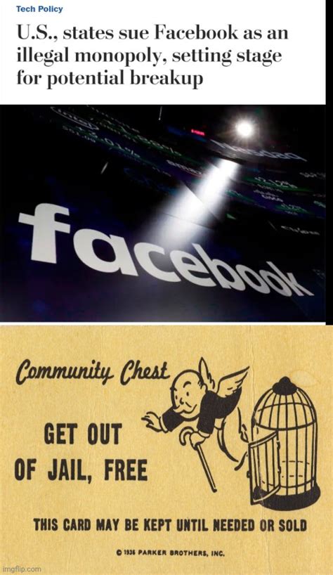 Image tagged in get out of jail free card monopoly,memes,facebook - Imgflip