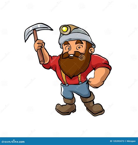 Cartoon Miner with pickaxe stock vector. Illustration of male - 135392473