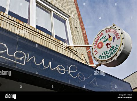 MASSACHUSETTS Boston Sign for La Famiglia Spagnuolo Italian restaurant North End neighborhood ...